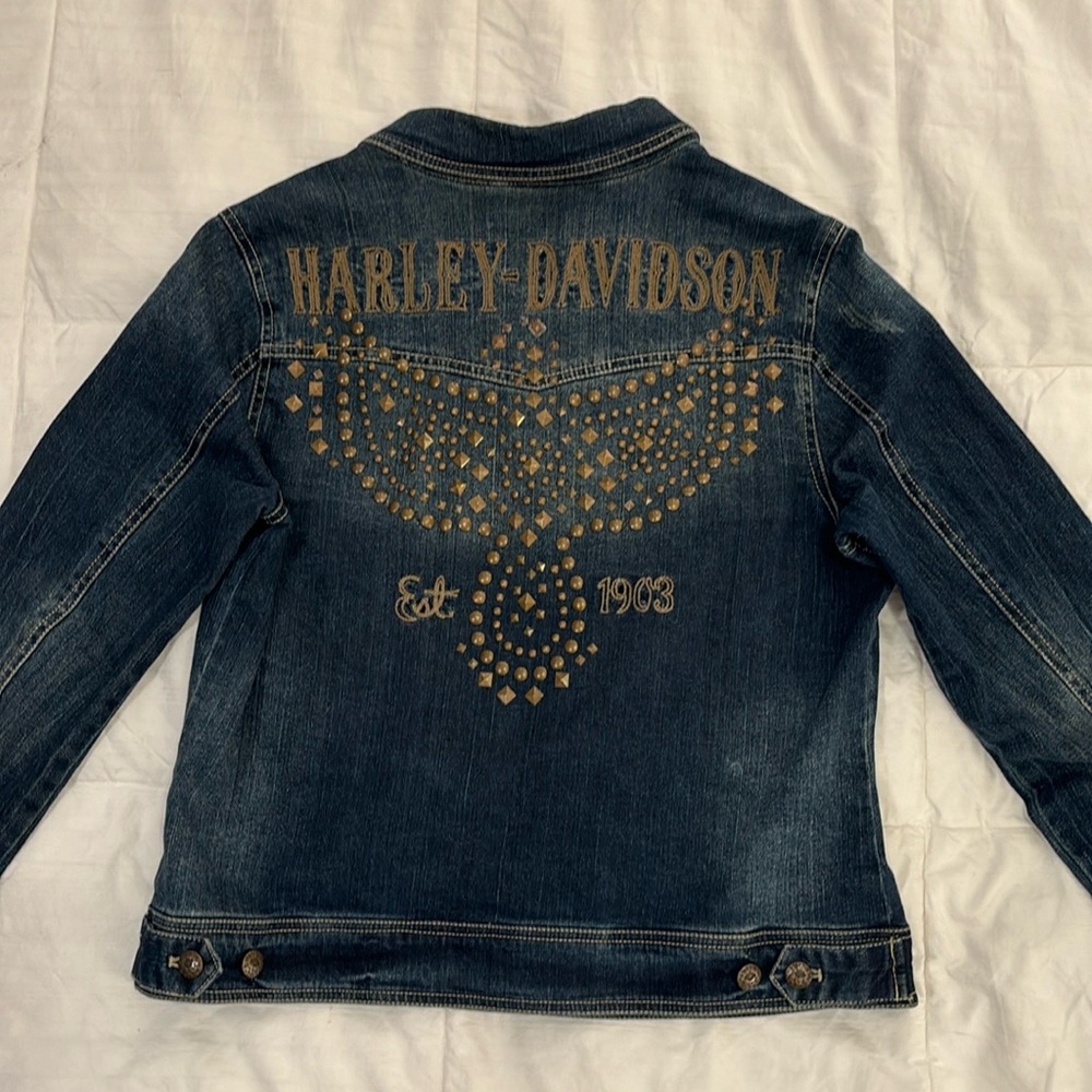 Denim Harley-Davidson Jacket with Studs.  Size Large